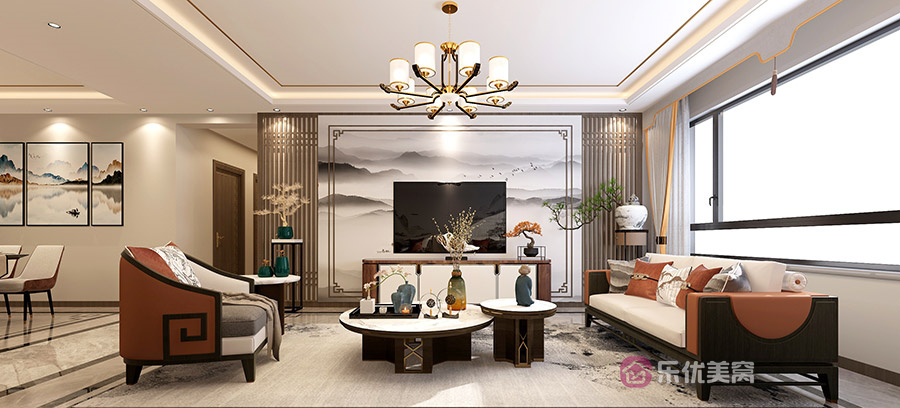 遠(yuǎn)洲大都匯140㎡中式風(fēng)格裝修效果圖