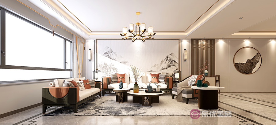 遠(yuǎn)洲大都匯140㎡中式風(fēng)格裝修效果圖