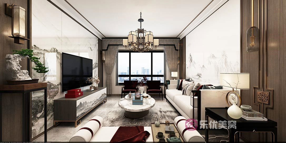 保利公園壹號(hào)125㎡新中式風(fēng)格裝修效果圖