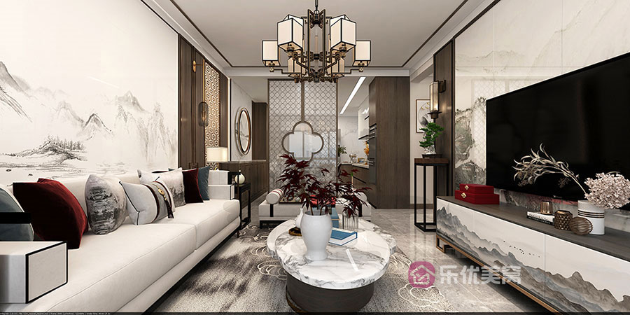 保利公園壹號(hào)125㎡新中式風(fēng)格裝修效果圖