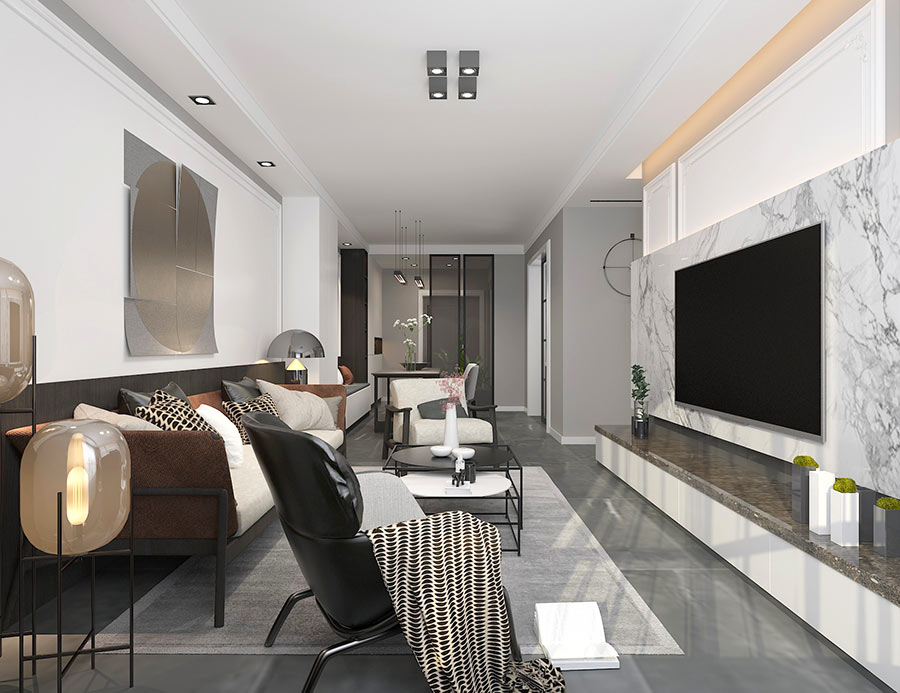 吾悅?cè)A府113㎡現(xiàn)代簡約風(fēng)格裝修效果圖