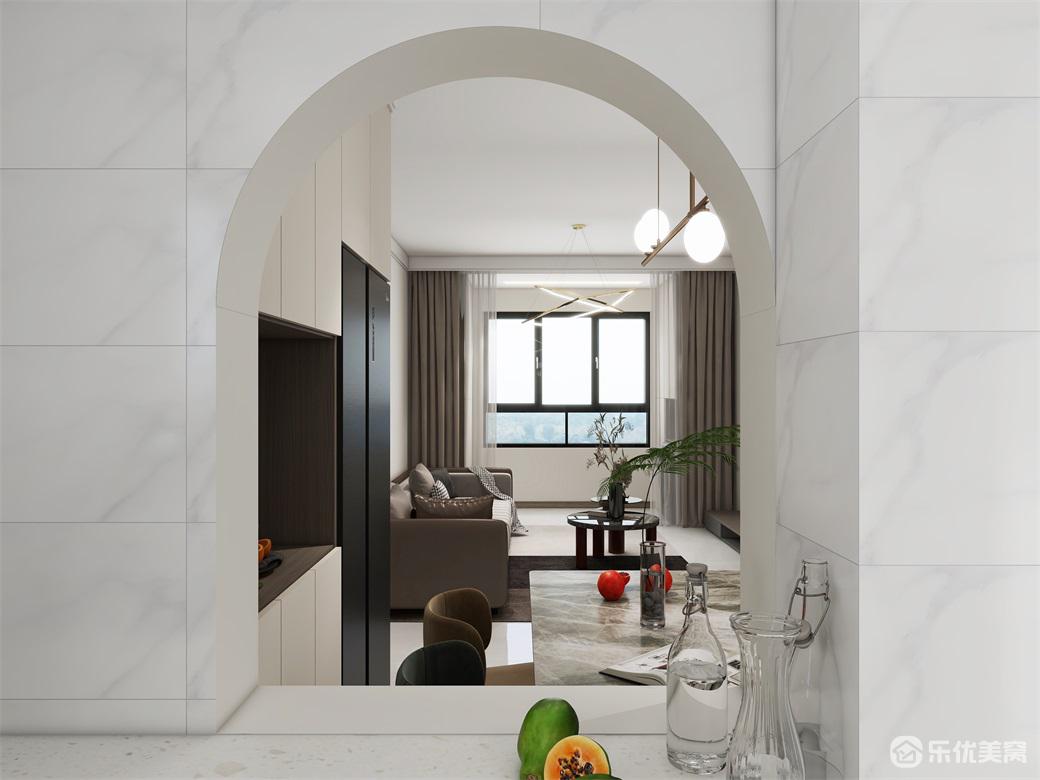 92平現(xiàn)代整裝全屋整潔，門洞太有個(gè)性了！