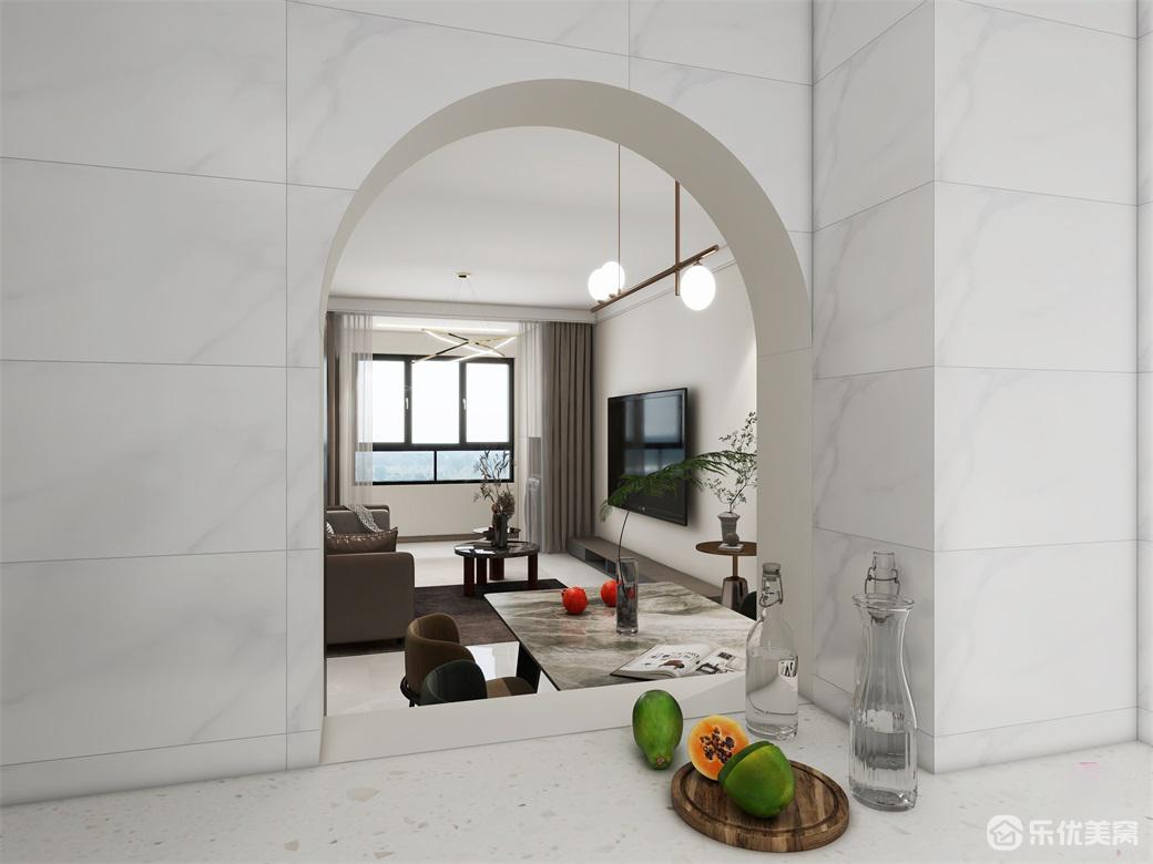 92平現(xiàn)代整裝全屋整潔，門洞太有個(gè)性了！