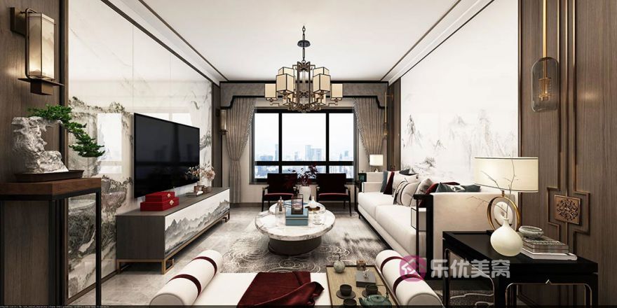 保利公園壹號(hào)125㎡新中式風(fēng)格裝修效果圖