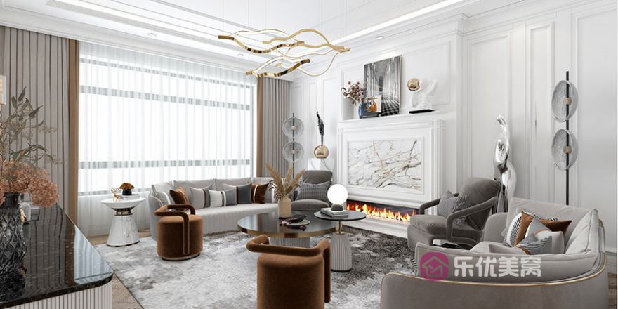 青山楓景116㎡法式風(fēng)格裝修效果圖